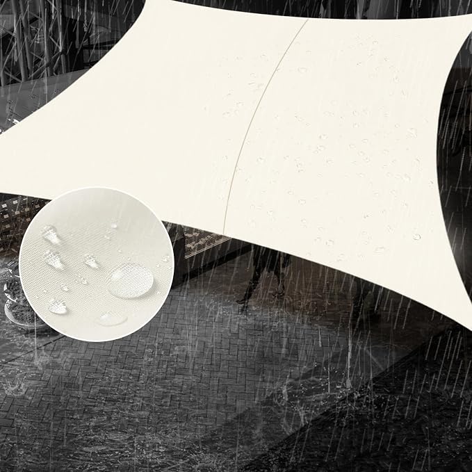 SUNNY GUARD Waterproof Sun Shade Sail 8' x 15' Cream Rectangle UV Block Sunshade by SUNNYGUARD