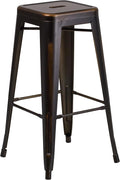 Flash Furniture Kai Commercial Grade 30" High Backless Distressed Copper Metal by FlashFurniture