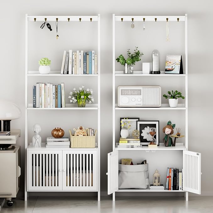 4-Tier Ladder Shelf with Drawers 59.5"H x 24.8"L x 10.6"W, Ladder Bookshelf - Image 6