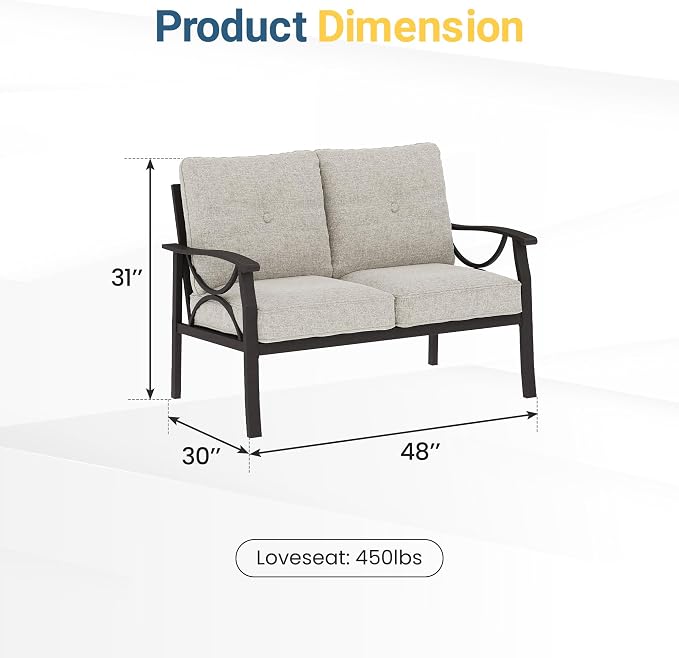 RoyalCraft 2-Pieces Outdoor Patio Furniture Set, Outdoor Metal Sectional - Image 2