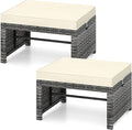 Tangkula 2 Pieces Patio PE Rattan Ottomans, and Yard by TANGKULA