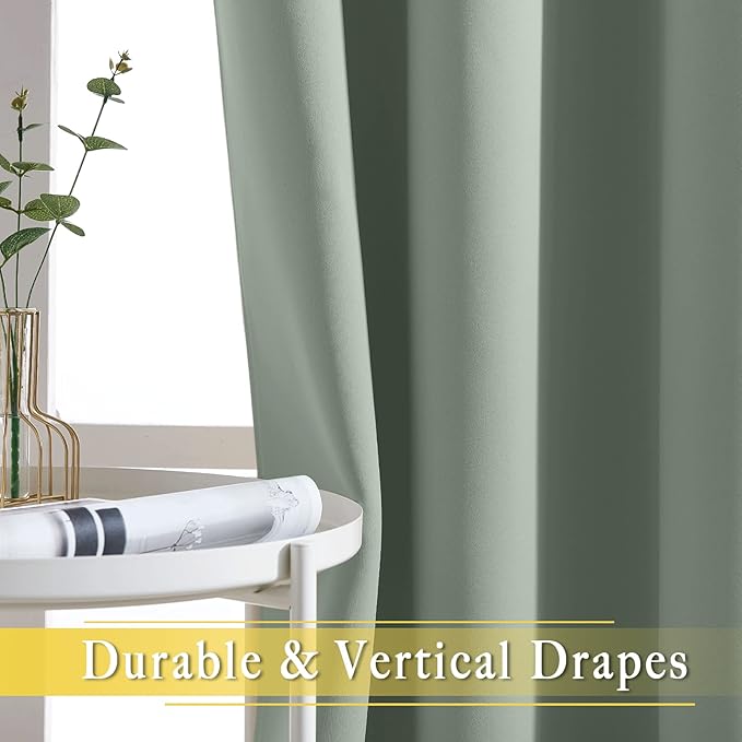 NICETOWN Sage Green Sliding Door Curtains 95 inches Long - Image 6