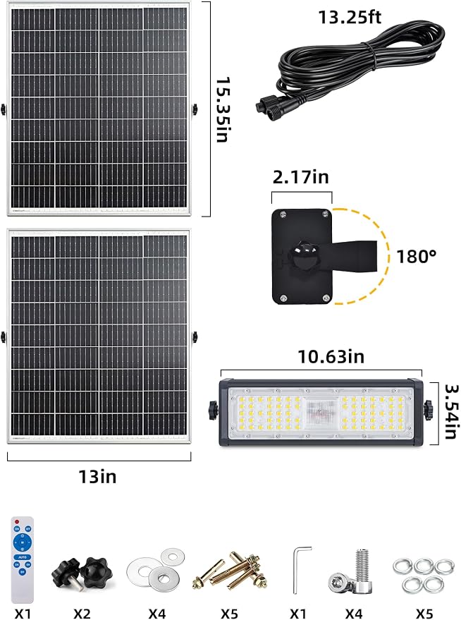 WERISE Solar Flood Lights Outdoor Waterproof IP66, 3600 Lumen 6500K LED - Image 5