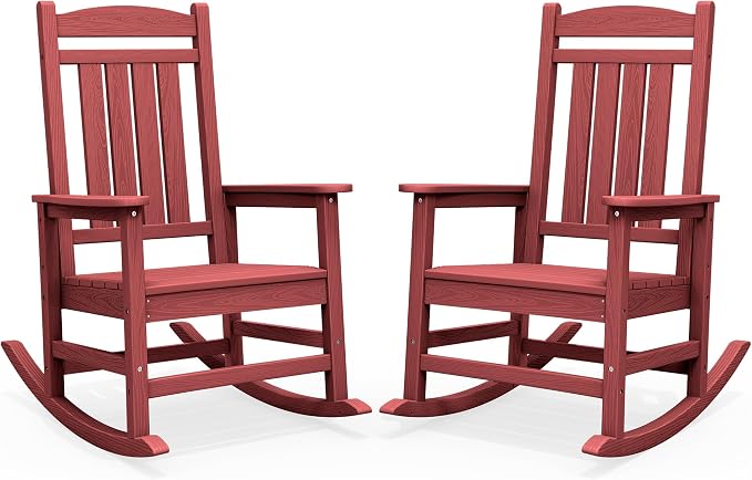 SERWALL Patio Rocking Chairs Set of 2, HDPE Outdoor Rockers by SERWALL