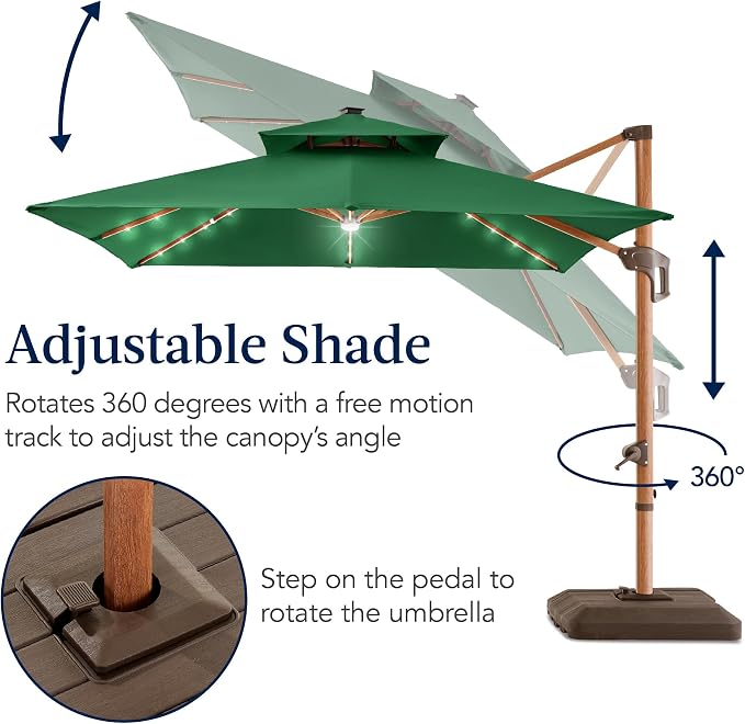 Best Choice Products 10ft Square Cantilever Patio Umbrella w/Base Included - Image 8