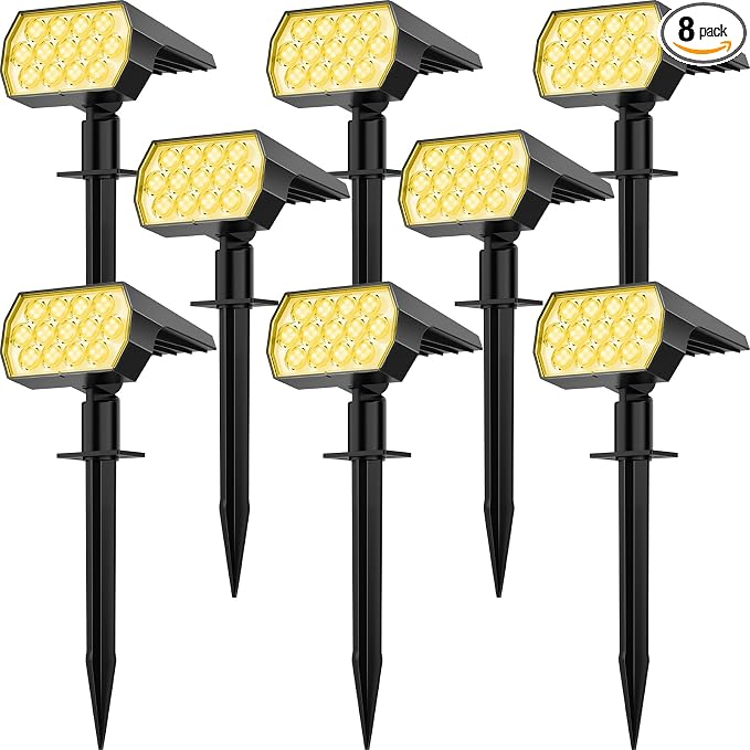 Solar Spot Lights Outdoor 8 Pack, IP65 Waterproof Solar Landscape Spotlights by FratinkSolarLights