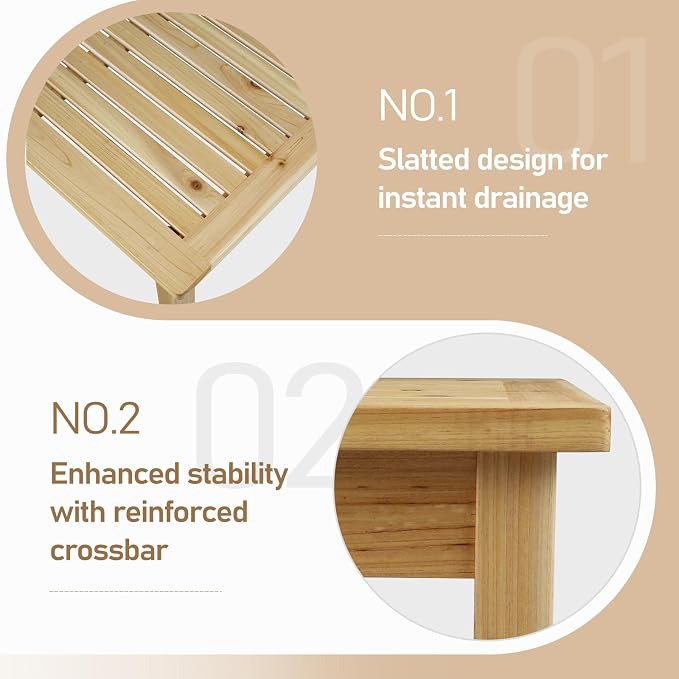 VINGLI Solid Wood Patio Coffee Table, Outdoor Garden Tea Table - Image 4