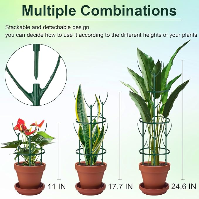 18 Pcs Plant Support Stakes & Plant Cage Support Rings, Plant Supports - Image 3