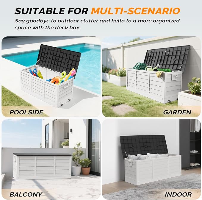 VINGLI 75 Gallon Collapsible Outdoor Storage Box, Simple-to-assemble Plastic - Image 7
