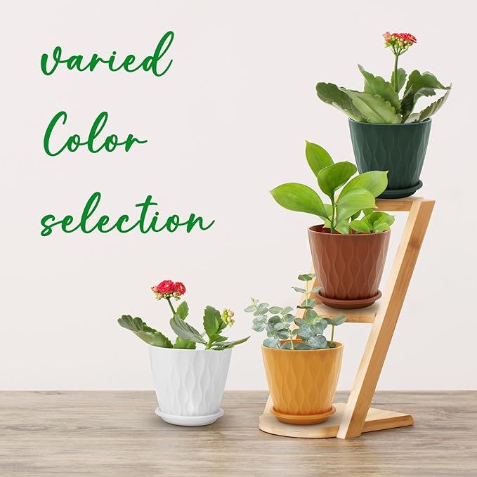 4 inch Plant Pots, 5 Pack Flower Pots Outdoor Indoor, Planters - Image 6