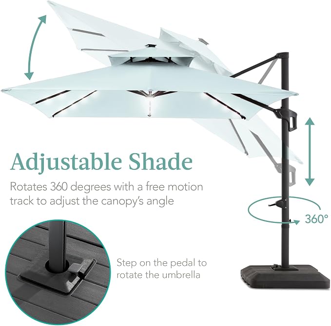 Best Choice Products 10x10ft Cantilever Patio Umbrella w/Base Included - Image 4