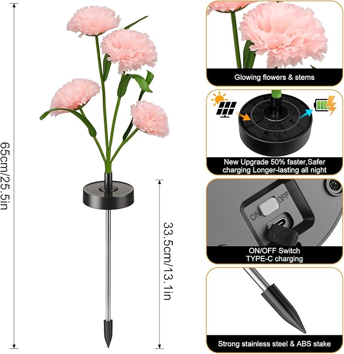 Upgraded Solar Garden Lights, 2 Pack Outdoor Solar Lights, New Round Panel - Image 3