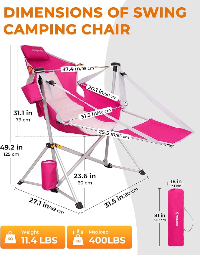 KingCamp Hammock Chair with Footrest – Heavy Duty Swinging Rocking Camping - Image 3