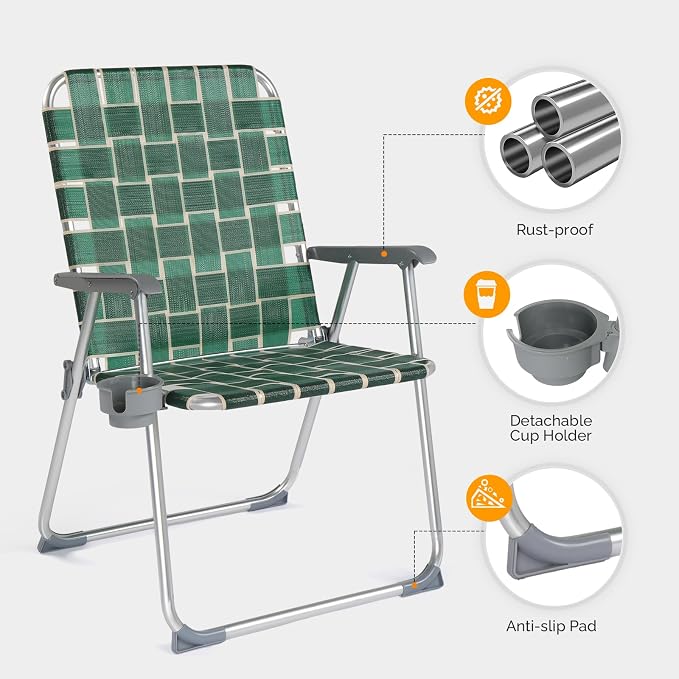 VINGLI Folding Webbed Oversized Lawn Chairs - Image 5