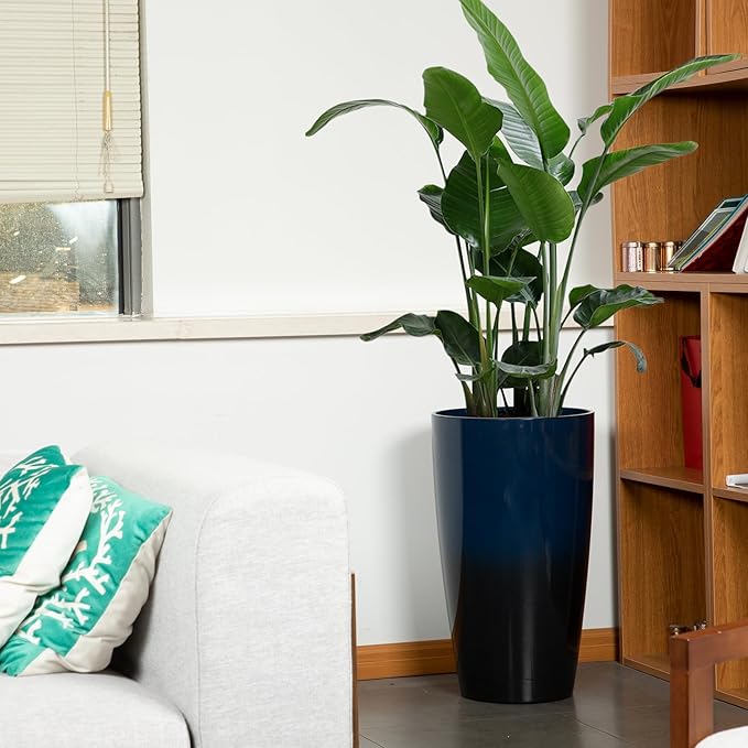 24/21/12 Inch Large Plastic Planter, Lightweight Ceramic-Look Tall Planters - Image 8