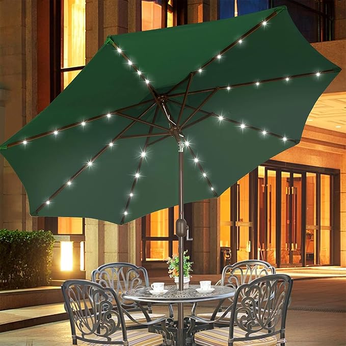 Blissun 9 ft Solar Umbrella, 32 LED Lighted Patio Umbrella, Table Market - Image 6