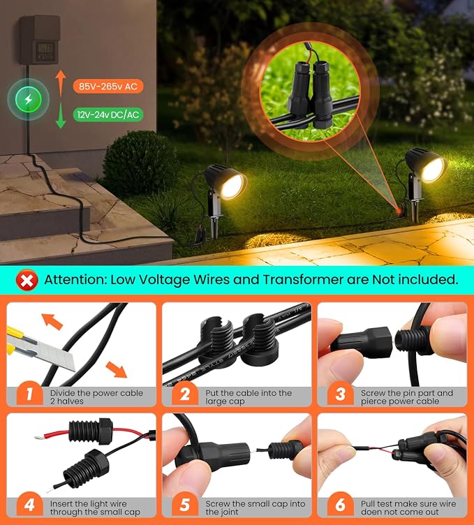 MEIKEE 7W Low Voltage LED Landscape Lights 800LM 12V Outdoor Landscape Lighting - Image 6