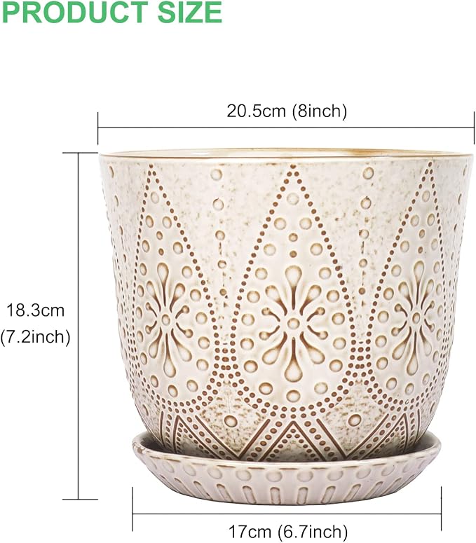Gepege 8 Inch Plant Pot, Creamy White Ceramic Planter - Image 2