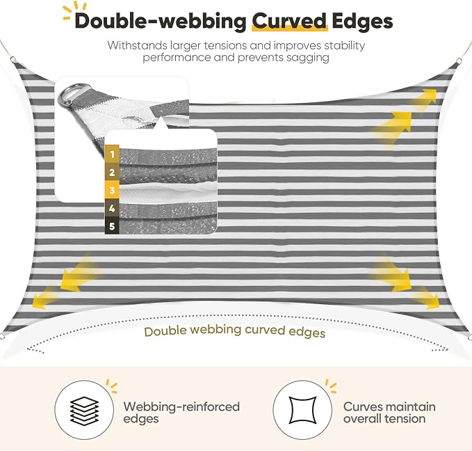 Quictent 12x16ft 185G HDPE Rectangle Sun Shade Sail Canopy 98% UV Block Outdoor - Image 4