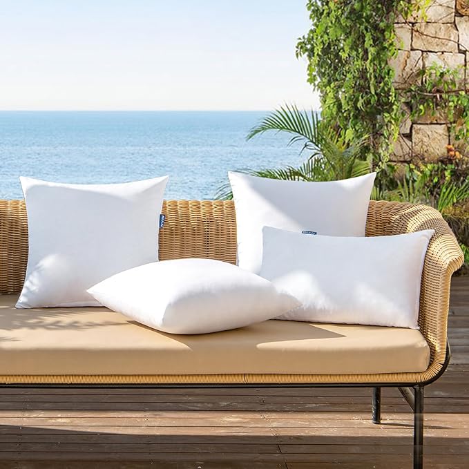 MIULEE Pack of 2 22x22 Outdoor Pillow Inserts, Outdoor Throw Pillows - Image 6