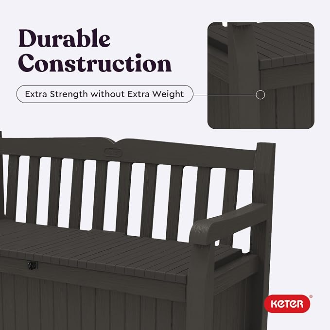 Keter Solana 70 Gallon Storage Bench Deck Box - Image 10