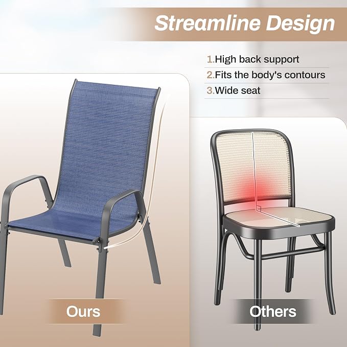 TLSUNNY Patio Chairs, Stackable Textilene Outdoor Dining Furniture - Image 9