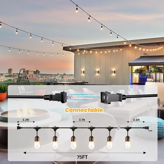 Svater 75 FT Outdoor String Lights 2W, Patio Light - Image 4