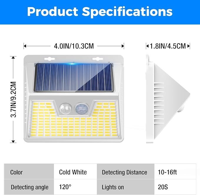 Peasur Solar Lights Outdoor Motion Sensor Waterproof, 3 Modes Security Wall - Image 5
