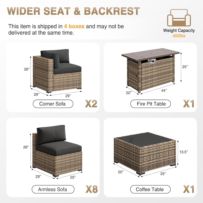 Aoxun Patio Furniture Sets, 12-Piece Outdoor Patio Furniture - Image 7