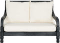 SAFAVIEH Outdoor Collection Pomona Dark Slate Grey Solid Wood/Beige Cushion by SAFAVIEH