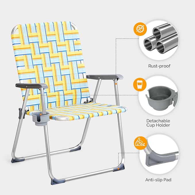 VINGLI Aluminum Oversize Patio Lawn Chairs Folding Set of 2 - Image 4