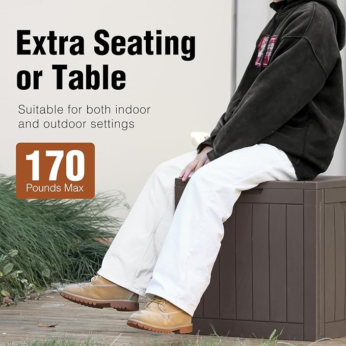 Sweetcrispy Deck Box with 31 Gallon Capacity, Weatherproof Resin Lockable - Image 9