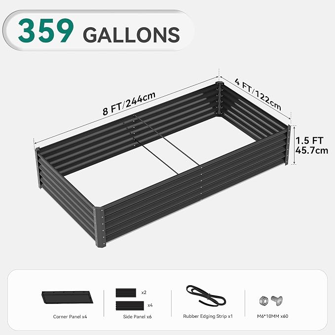 YITAHOME 8x4x1.5 ft Galvanized Raised Garden Bed Kit, Large Metal Planter Box - Image 7