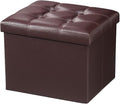 AmasSmile Storage Ottoman Folding Foot Rest Stool, Leather Footstool Bench by AmasSmile