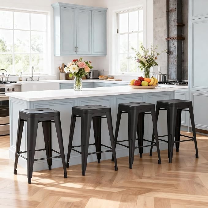 Stackable Metal Bar Stool Backless Indoor-Outdoor Counter Stools Fullmetal - Image 9