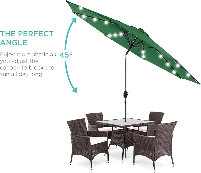 Best Choice Products 10ft Solar Polyester LED Lighted Patio Umbrella w/Tilt - Image 2