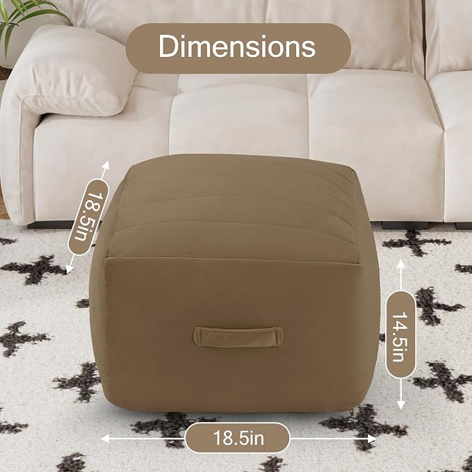 MeMoreCool Square Stuffed Pouf Ottoman Foot Rest, Floor Pouf Foot Stool - Image 2
