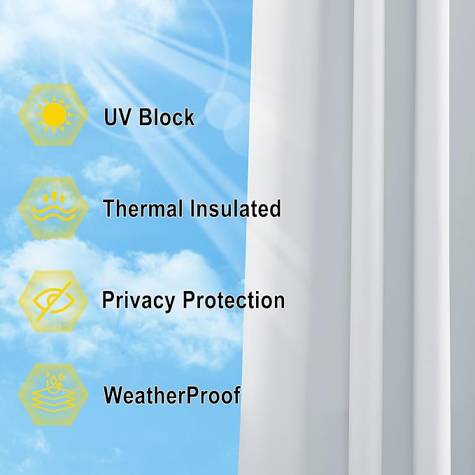 NICETOWN 2 Panels Outdoor Patio Curtains Waterproof 108 inches Long, Outdoor - Image 7