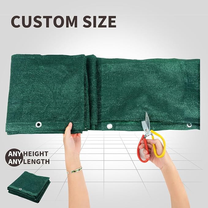 LOVE STORY Custom Size 3'x25' Dark Green Balcony Privacy Screen, UV Block - Image 2