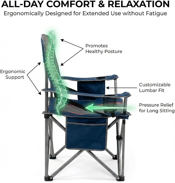 FAIR WIND 2 Pack Heavy Duty Camping Chair, Oversized Padded Folding Chair - Image 4