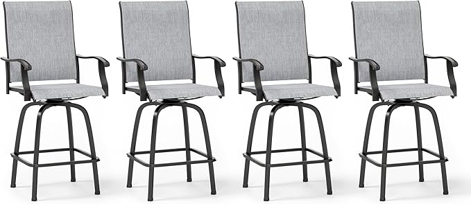 MFSTUDIO Outdoor Bar Stools Set of 4, Swivel Bar Height Patio Chairs Outdoor by MFSTUDIO