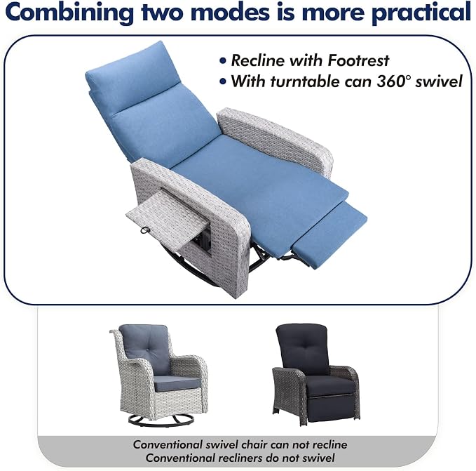 Outdoor Recliner Chair, Wicker Patio Recliners - Image 6