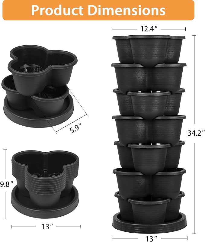 VECELO 7 Tier Vertical Garden Planter, Self Watering Stackable Planters - Image 2
