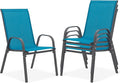 Outdoor Stackable Chairs Set of 4, Stacking Patio Chairs by Villeston