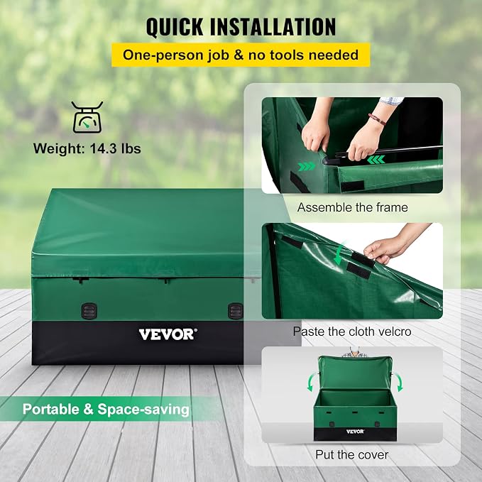 VEVOR Outdoor Storage Box, 150 Gallon Waterproof PE Tarpaulin Deck Box - Image 6
