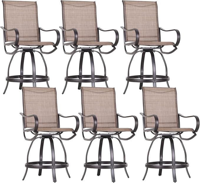 Sophia & William Patio Bar Stools Counter Height, Swivel Bar Chairs, Supports by SophiaWilliam