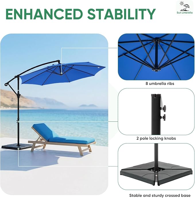 NEWBULIG 10FT Patio Umbrella, Offset Cantilever Outdoor Patio Table Umbrella - Image 4