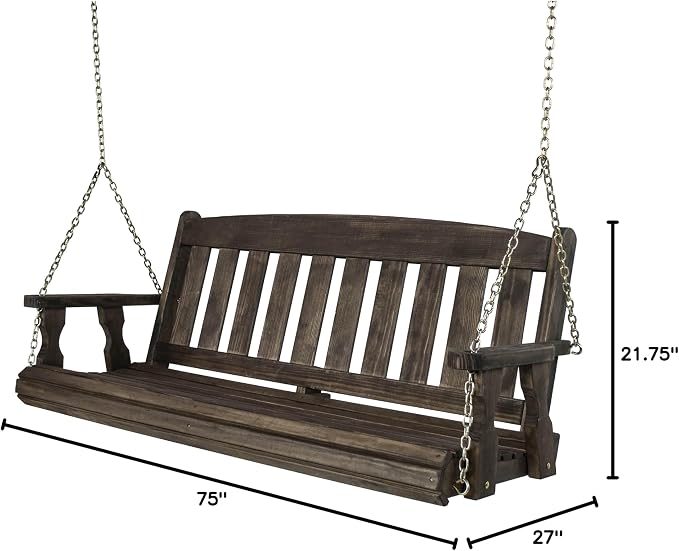 Amish Casual Heavy Duty Mission Treated Porch Swing, Dark Walnut Stain - Image 4