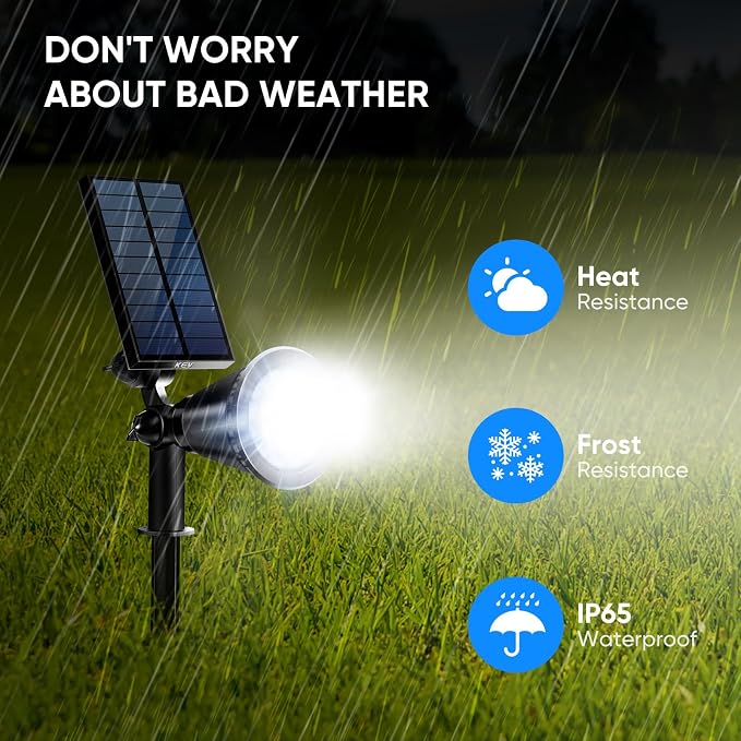 KEV Solar Spot Lights Outdoor, 18 LEDs Solar Flood Lights - Image 6