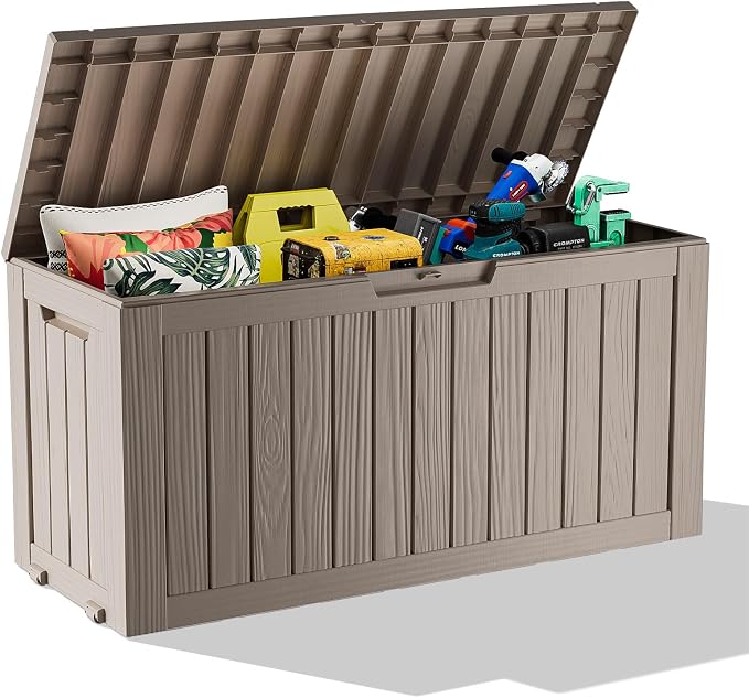 76 Gallon Outdoor Deck Box, Lockable Waterproof Outdoor Storage Boxes by MAIUSCOLI